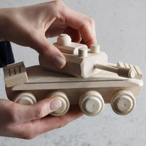 Holzpanzer, Kinderspielzeug Panzer aus Holz 21 x 10 x 8 cm
