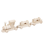 Holzeisenbahn mit Bausteinen, Holzspielzeug, 56 × 7 × 12 cm