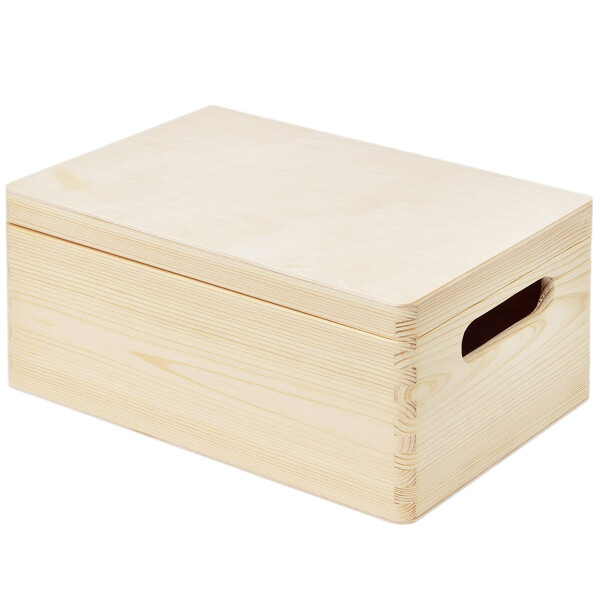 Holzkiste mit Deckel und Griffen, 30 × 20 × 14 cm