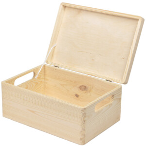Holzkiste mit Deckel und Griffen,...