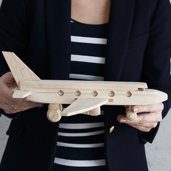 Passagier Flugzeug aus Holz 29 x 24 cm Holzspielzeug