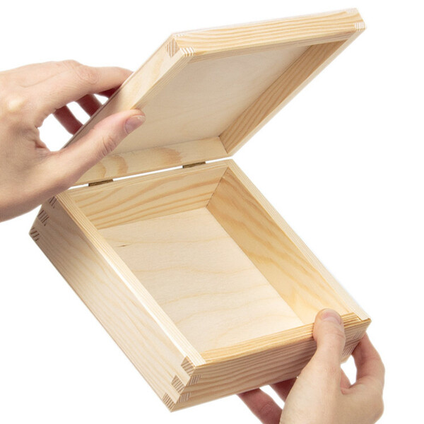 Holzschatulle 1 Liter natürliche und quadratische Holz Box 16 x 16 x 6 cm
