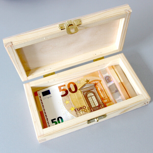 Box für Geldgeschenke 18 x 10 x 3,5 cm Rechnungsbox aus Holz