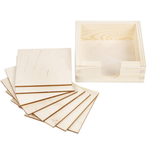 Holz Untersetzer 9teilig quadratische Glasuntersetzer
