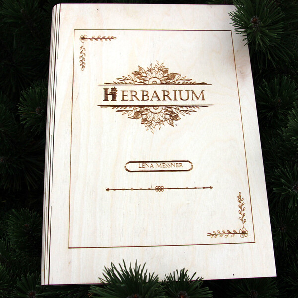Holzhefter Zeugnismappe oder Herbarium DIN A4 mit Deiner Gravur