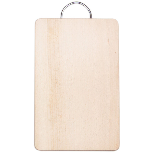 Holzbrettchen 29 x 19 cm Frühstücksbrett Holz mit Edelstahlgriff