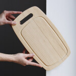 Schneidebrett,Brotzeitbrett 35,5 x 20 cm mit Griff, Brettchen Fassform