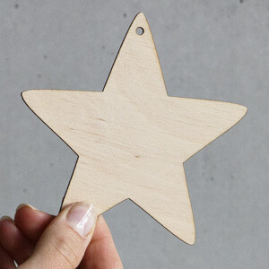 Weihnachtsstern Holzstern 10 x 10 cm Fädelloch Echtholz