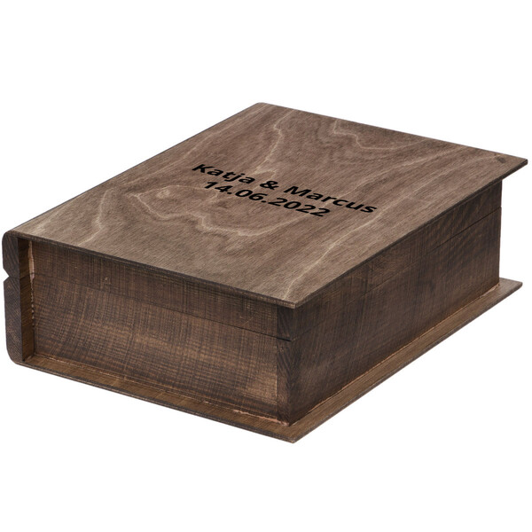 graviertes Buch aus Holz Bilderschatulle Holzbox 24 x 19 x 8 cm