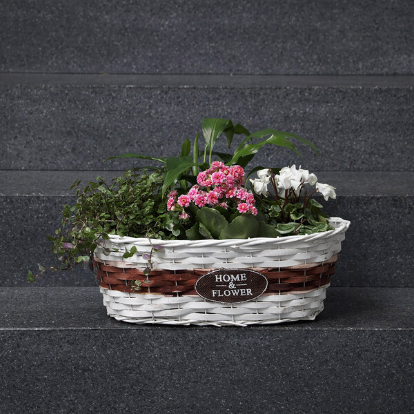 Pflanzenkübel Blumentopf Balkonkorb Garten 9,4 Liter aus Weiden Geflecht Schiffchen