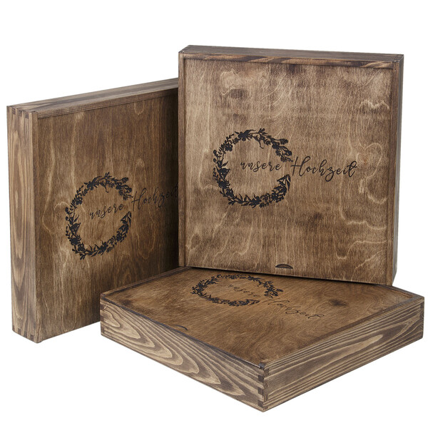 Eiche Dunkel XXL Geschenkbox aus Holz mit Deiner Wunschgravur