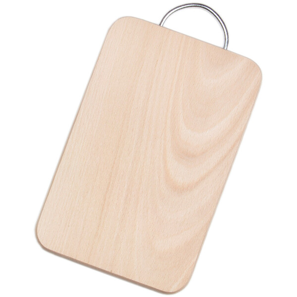 Holzbrettchen mit Metallgriff 28 x 15 cm Kchen Schneidebrett