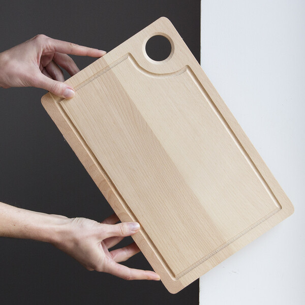 Haushaltsbrett Brett Holzbrett Schneidebrett rechteckig mit Loch 34 x