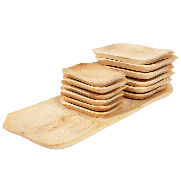 Buffetplatte Holz mit 12 Holzschalen Tappas Teller