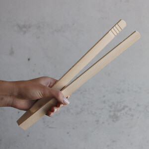 Gurkenzange aus Holz 32 cm, Toastzange, Fleischzange
