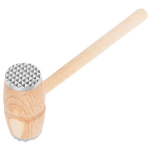 Fleischklopfer aus Holz mit Edelstahl-Aufsätzen