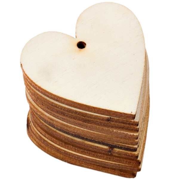 Herz aus Holz mit Loch 3 x 3 cm