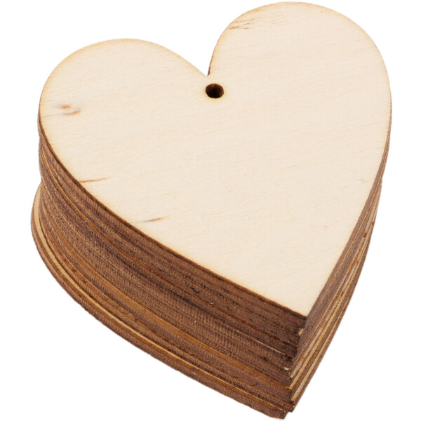 Herzen im 10er Set helles Holz 5 x 5 cm