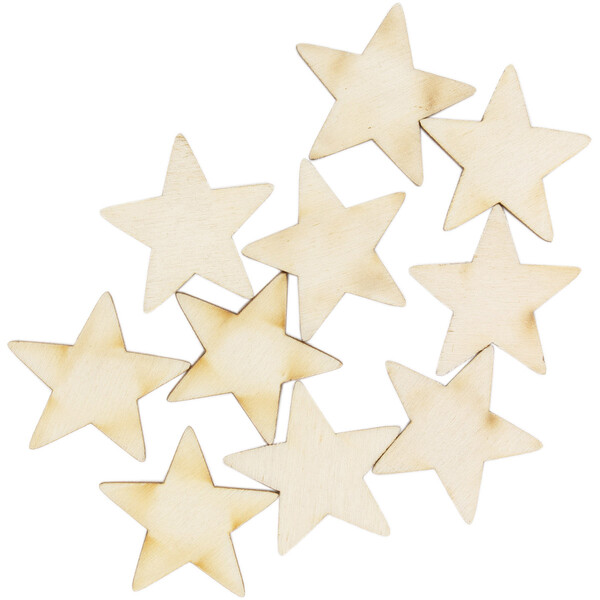 Sterne 10 Stück Holzsterne 2 x 2 cm