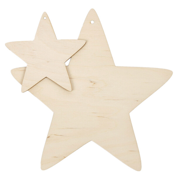 Weihnachtsstern Holzstern 10 x 10 cm Fdelloch Echtholz