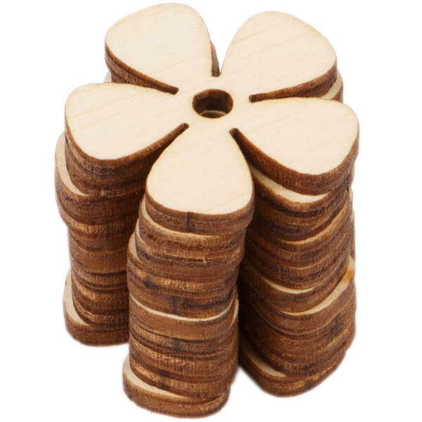Kleeblatt 5 Blttrig aus Holz 3 x 3 cm