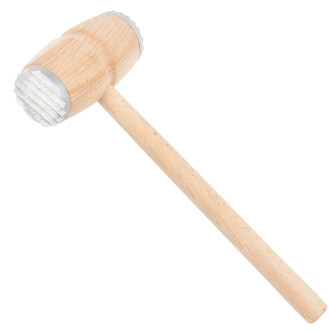 Fleischklopfer aus Holz mit Edelstahl-Aufstzen