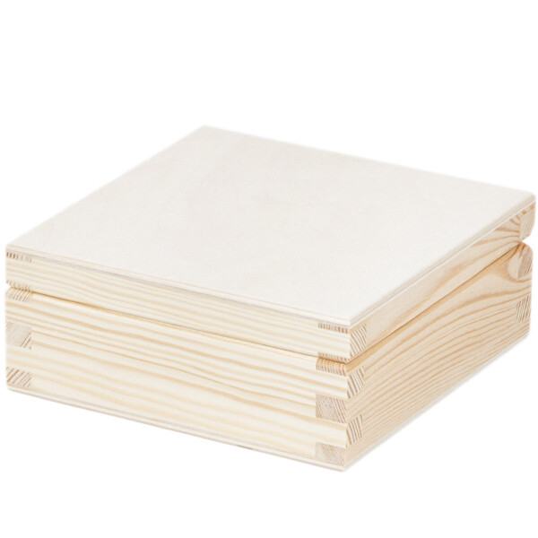 quadratische Holzkiste mit Deckel 12 x 12 x 5,5 cm, Geschenkkiste