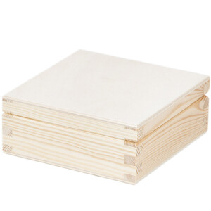 quadratische Holzkiste mit Deckel 12 x 12 x 5,5 cm,...