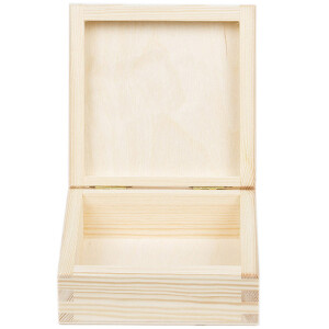 quadratische Holzkiste mit Deckel 12 x 12 x 5,5 cm, Geschenkkiste