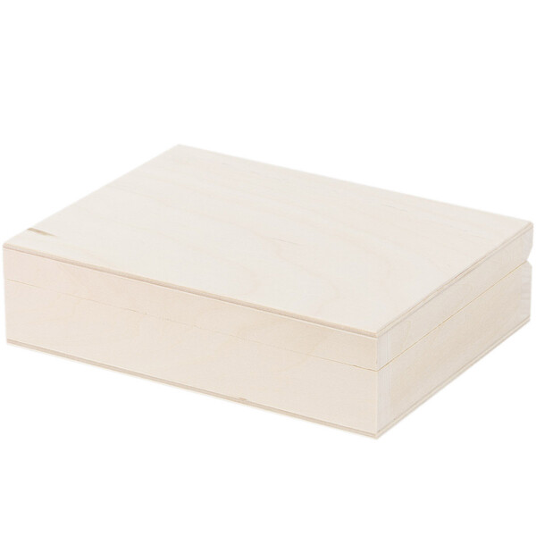 Klappkiste Holz 16 x 12 x 4 cm mit Unterteilung Holzbox zur Aufbewahrung