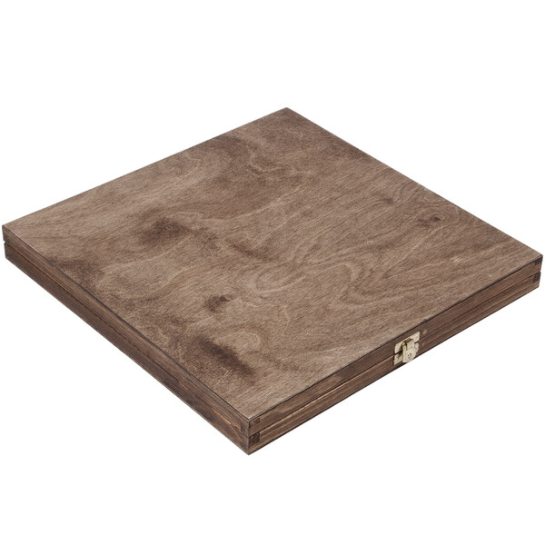 quadratische Kiste Holz Klappdeckel 35 x 35 x 3,5 cm Eiche Dunkel