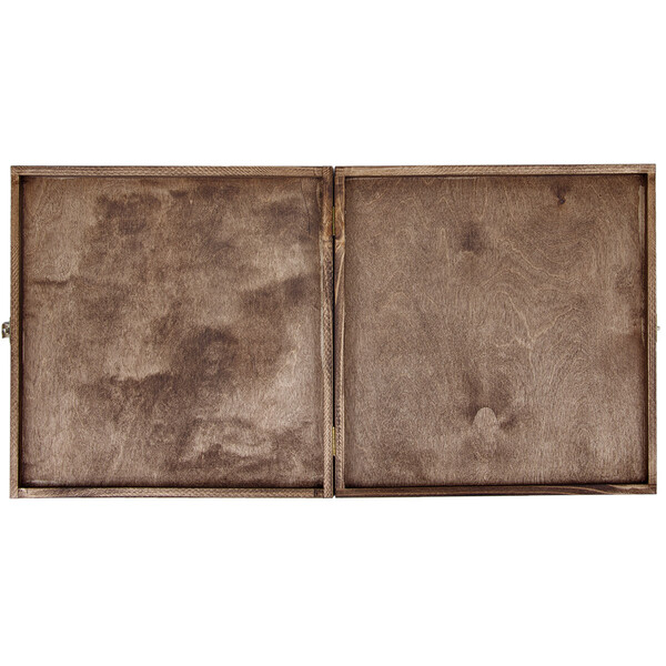 quadratische Kiste Holz Klappdeckel 35 x 35 x 3,5 cm Eiche Dunkel