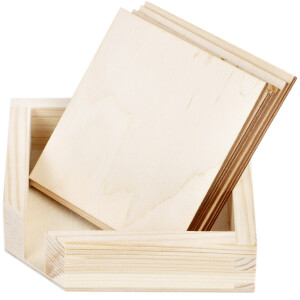 Glasuntersetzer aus Holz 7-teilig, mit Spenderbox