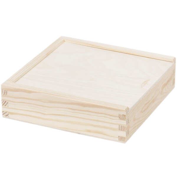 Holzkiste mit Schiebedeckel und 2 Fächern, 18 × 18 × 5 cm