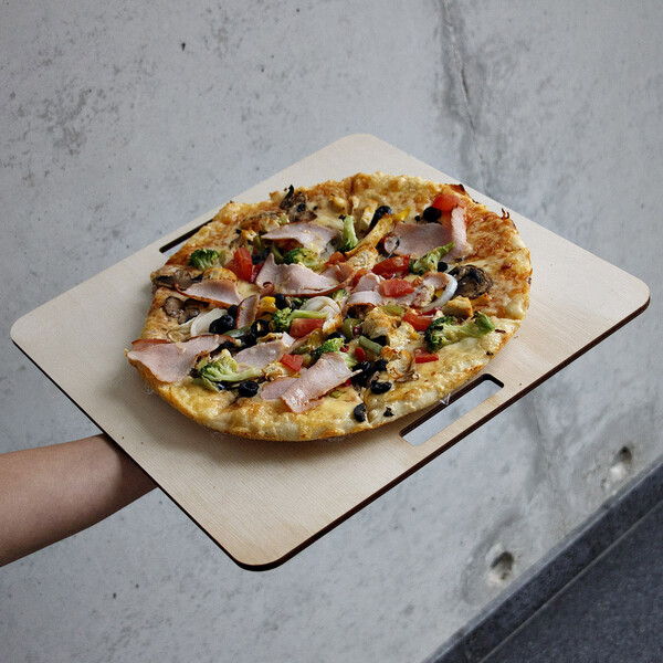 Pizzateller Pizzabrett 36 x 36 cm quadratisch Holz Flammkuchenbrett