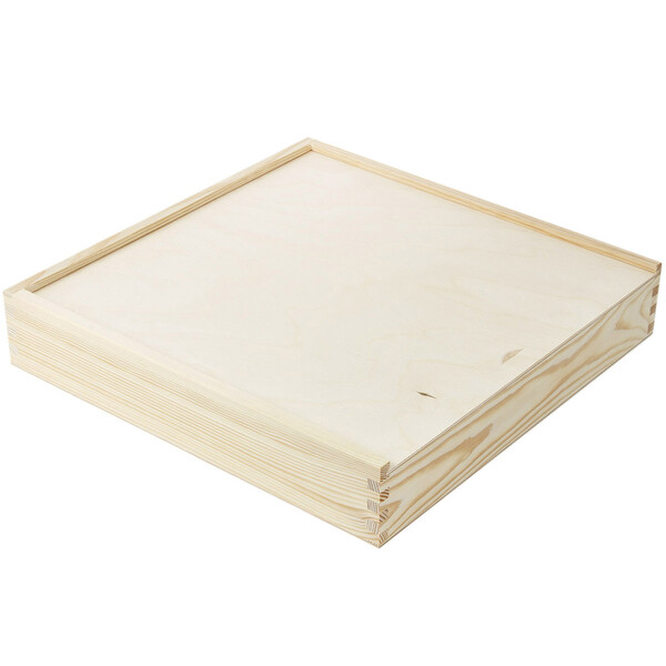 stabile Holzbox 4,5 Liter Sammelbox 33,5 x 33,5 cm mit Schiebedeckel