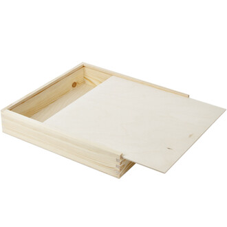 stabile Holzbox 4,5 Liter Sammelbox 33,5 x 33,5 cm mit Schiebedeckel