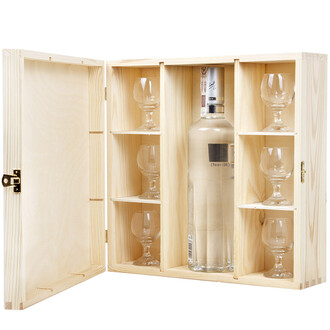 Schnapps box with 6 glasses boxes 3.4 liters lint box...