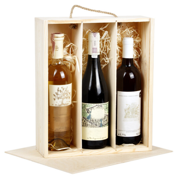 Holz Wein Geschenkkiste 3 Flaschen