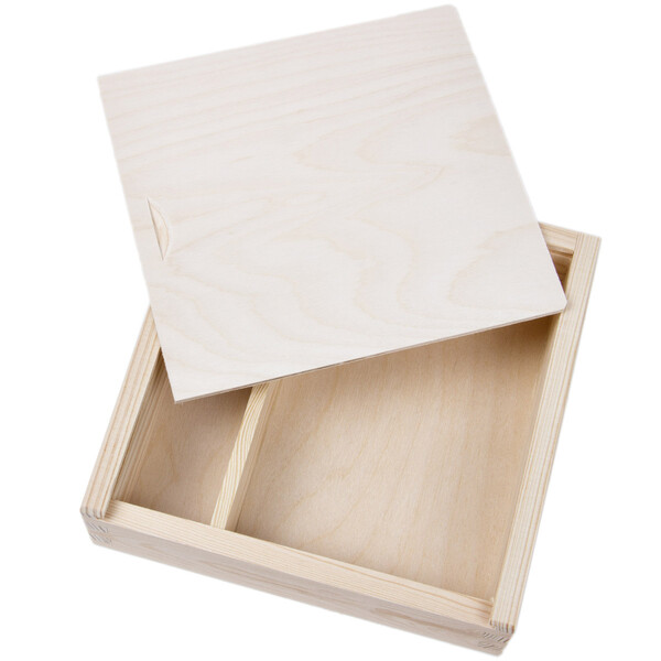 Holzkiste mit Schiebedeckel, 2 Fcher