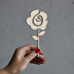 Rose 18 x 7,5 cm Holz-Blumenstecker