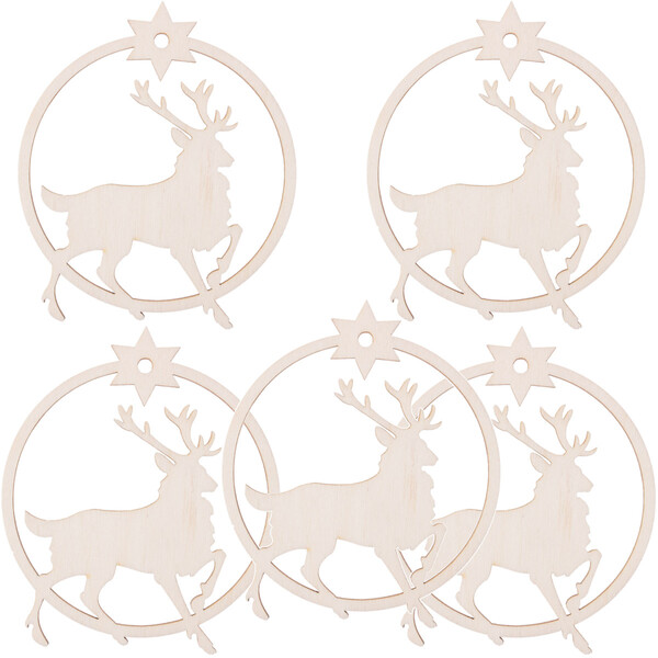 Christbaumschmuck mit Rentier 9 x 8 cm