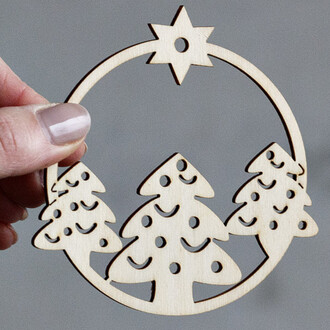 9 x 8 cm Weihnachtsbaum Kugel Holz Decoupage Figuren...