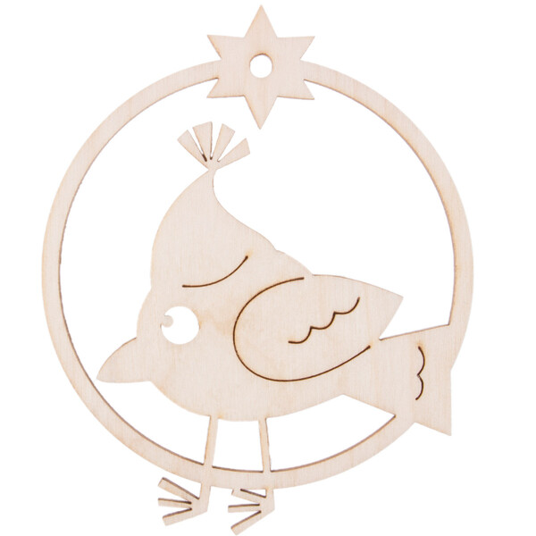 Vogel mit Mütze 9 x 8 cm Weihnachtsbaumschmuck
