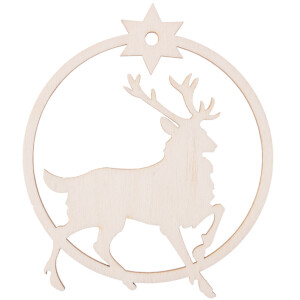 Christbaumschmuck mit Rentier 9 x 8 cm