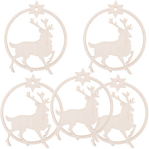 Christbaumschmuck mit Rentier 9 x 8 cm