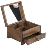 Schmuckkiste mit Spiegel und Schublade in Eiche Dunkel 18 x 15 x 11 cm
