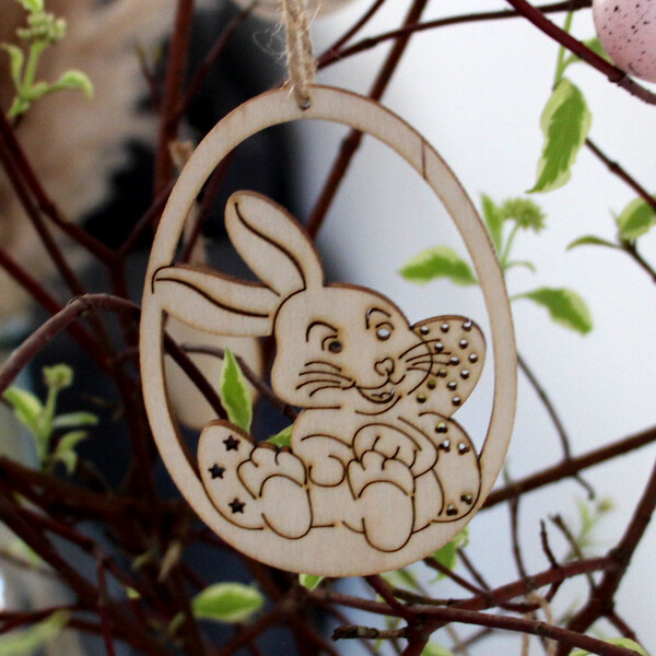 Osterhase im Ei 10 x 7 cm Osterstrau Annger