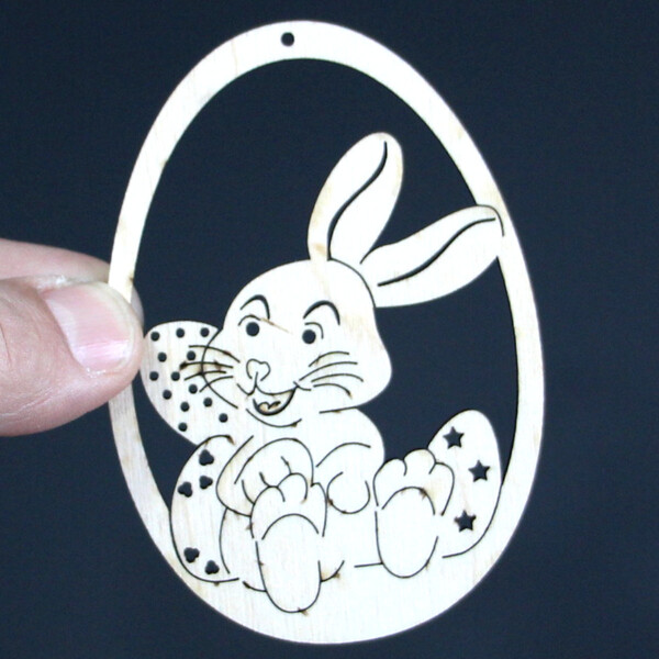Osterhase im Ei 10 x 7 cm Osterstrau Annger