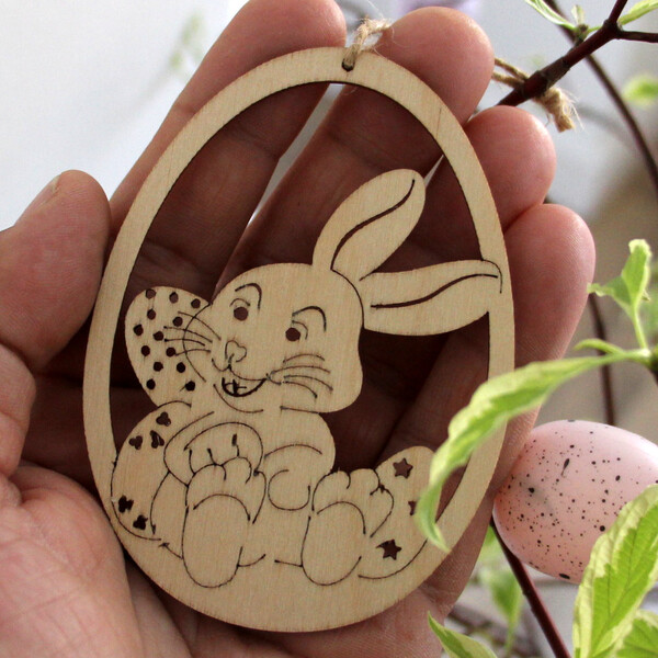 Osterhase im Ei 10 x 7 cm Osterstrau Annger